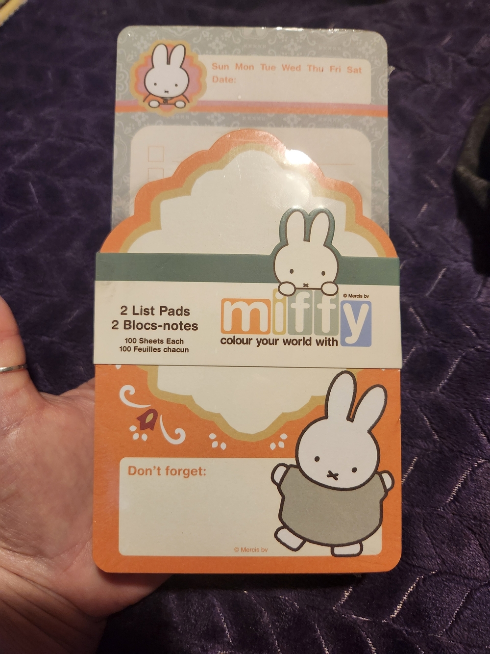 miffy Orange Green White Notepad Set - 2 List Pads
